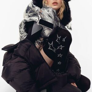 Perfect Moment and H&M Collaboration Metallic Black and Burgundy Knee High Socks